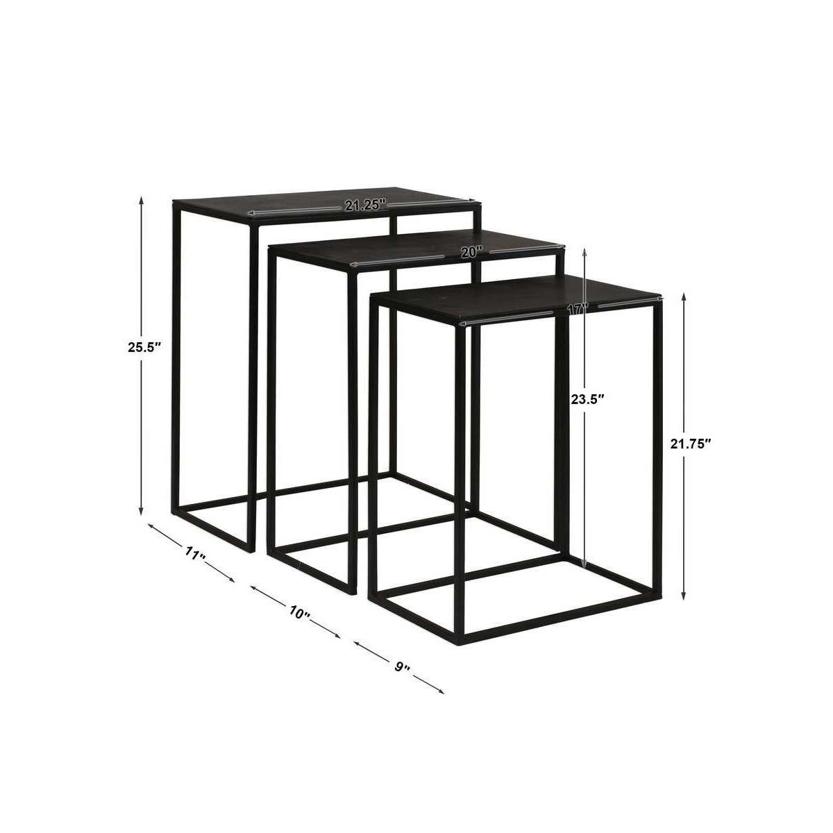 Set of 3 Black Nesting Tables (Kitts)