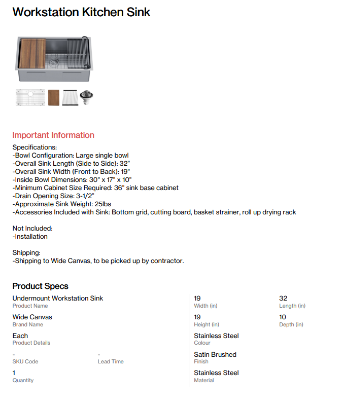 Workstation Kitchen Sink (Bitteroot)