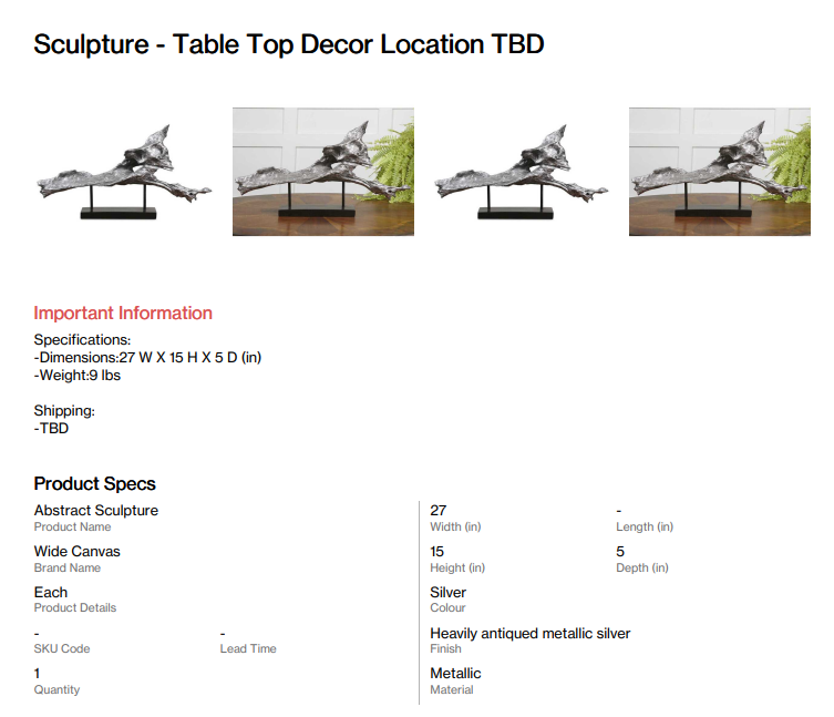 Sculpture table top decor (Somersett)