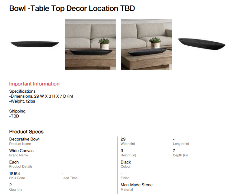 Bowl -Table Top Decor (Somersett)