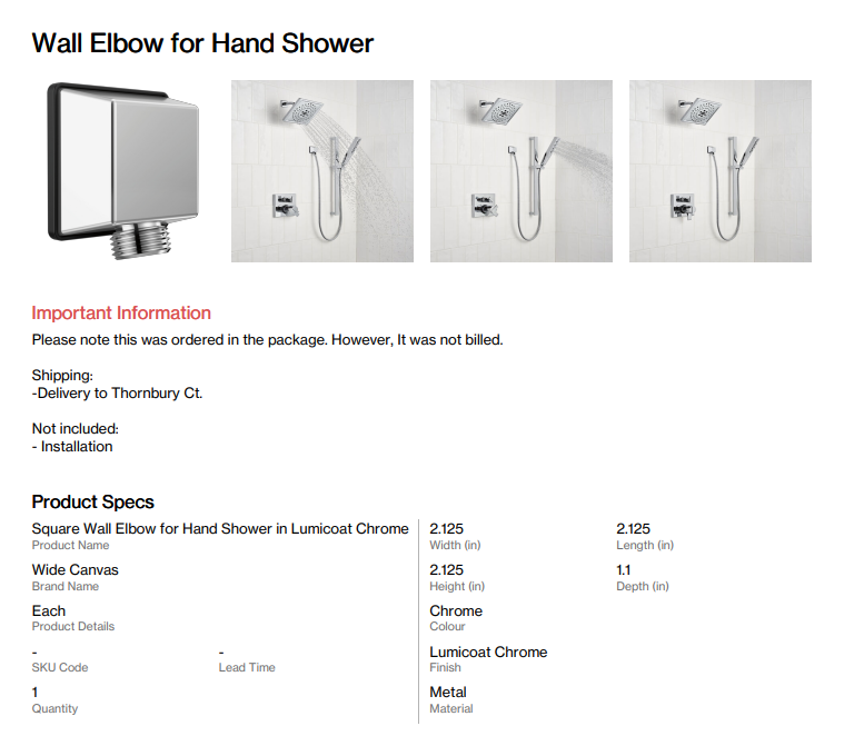 Wall Elbow to Hand Shower ( Thornbury CT )