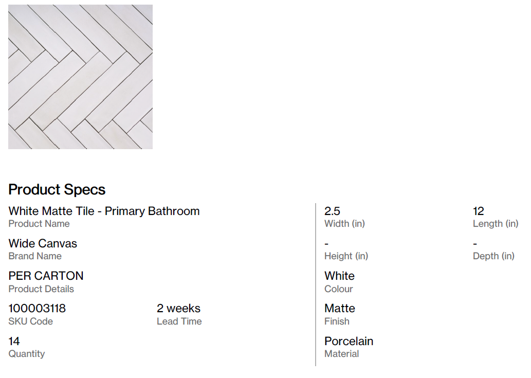 Shower Tile - Primary Bathroom (Pacific SF)