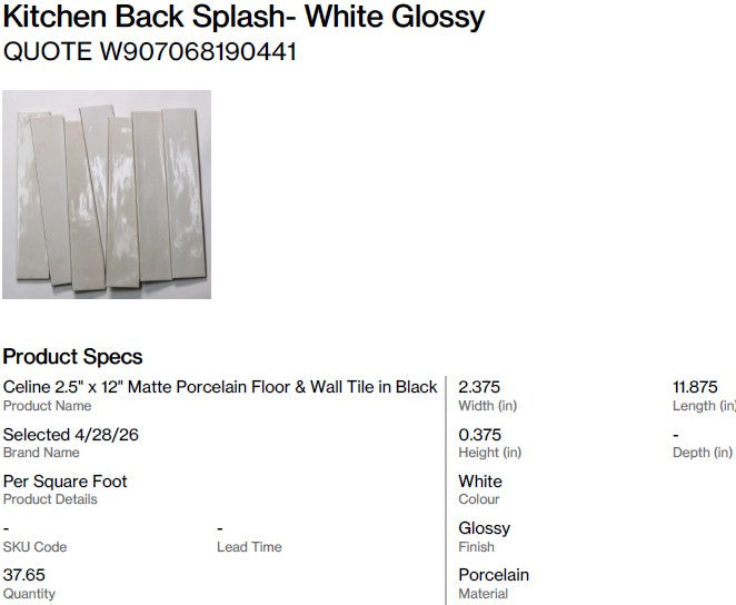 Kitchen Back Splash Glossy (Back Nine)