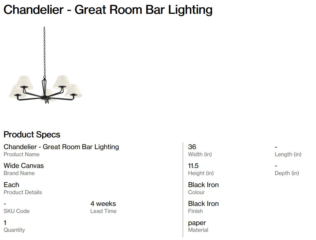 Chandelier - Great Room Bar Light (Back Nine)