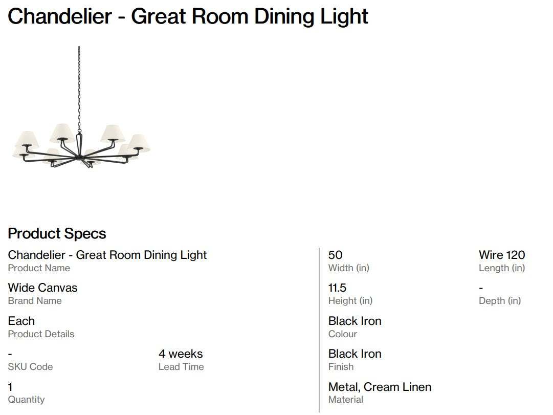 Chandelier - Great Room Dining Light (Back Nine)