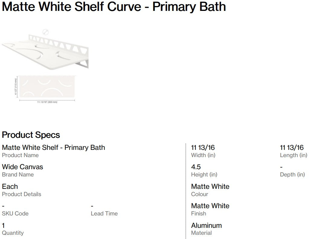 Matte White Shelf Curve - Primary Bath (Thelin Dr)