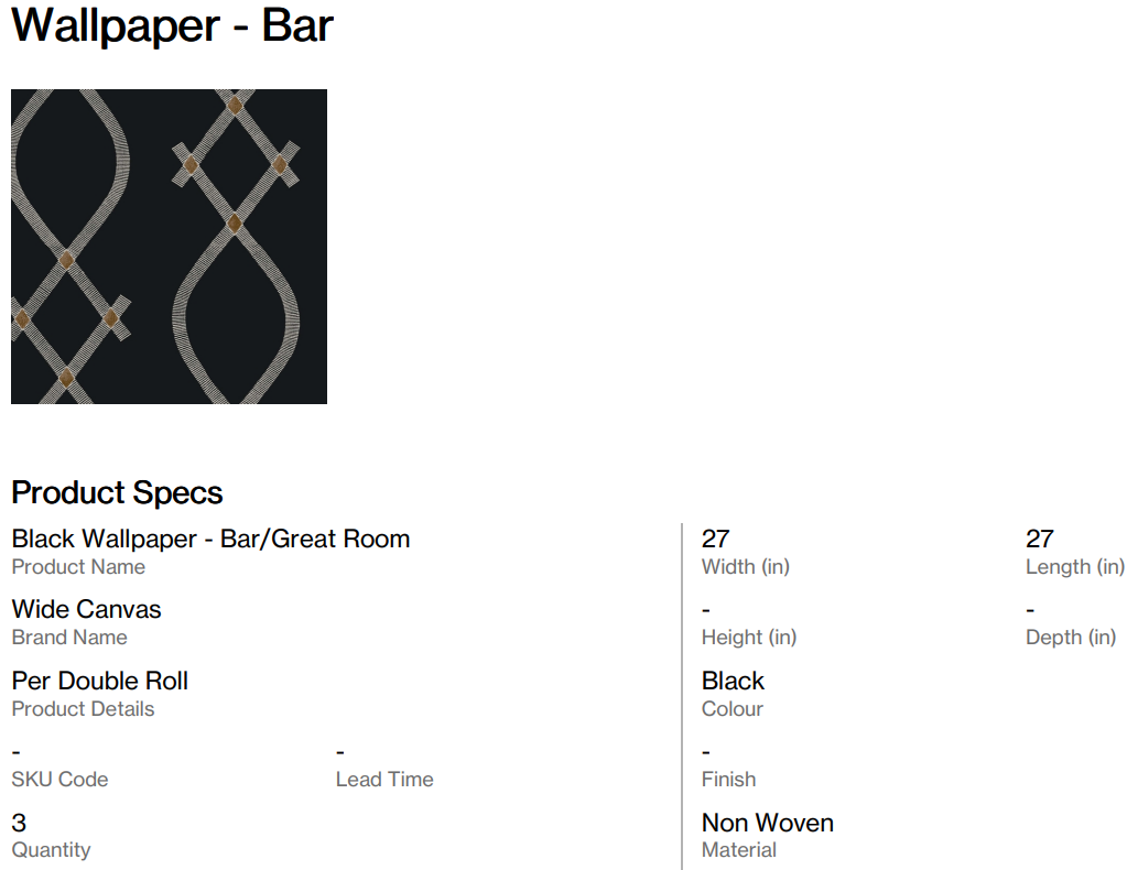 Black Wallpaper - Bar/Great Room (Back Nine)
