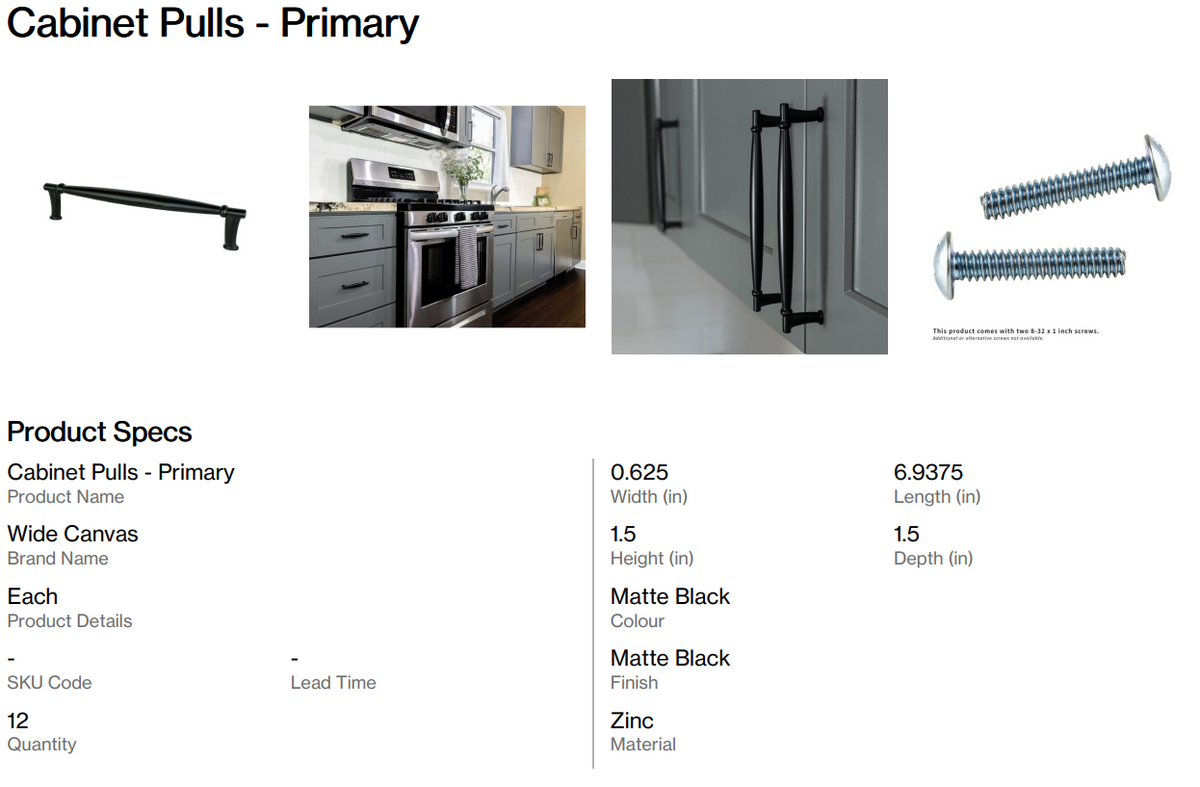 Cabinet Pulls - Primary ( Back Nine)