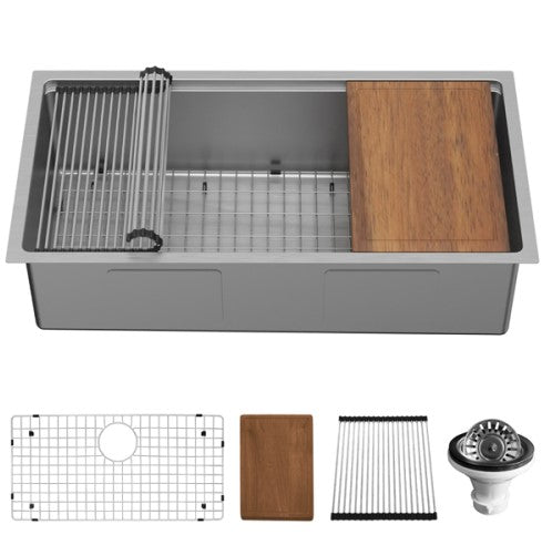 36" Undermount Stainless Steel Workstation Sink