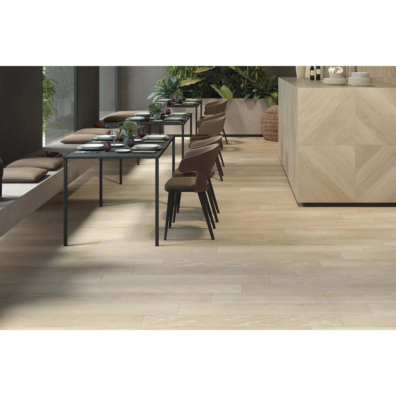 Antique Square Wood Look Floor and Wall Tile