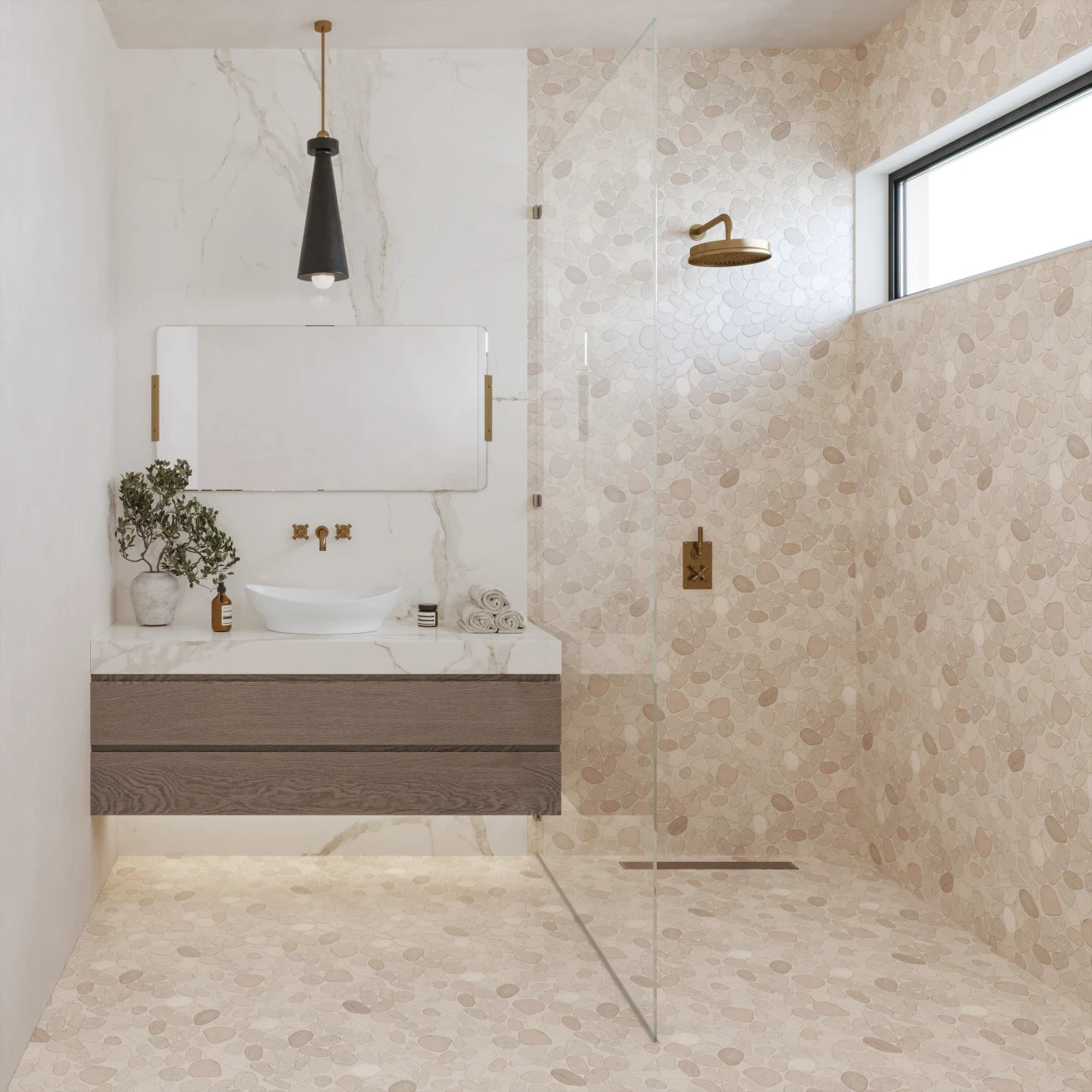 Waterbrook Jumbo Sliced Pebble Mosaic Tile