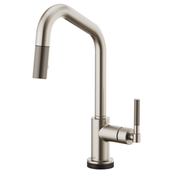 Pull-Down Faucet with Angled Spout and Knurled Handle