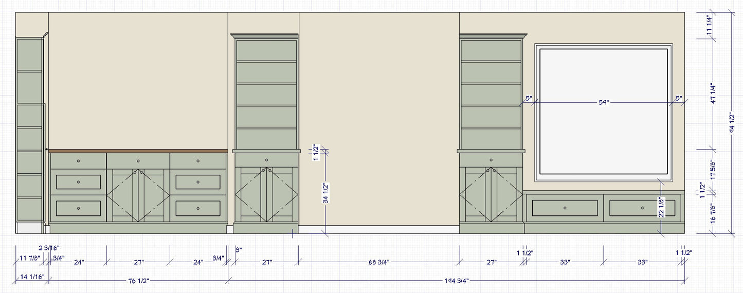 One-Half of Custom Great Room Cabinets Rev 7-22-22