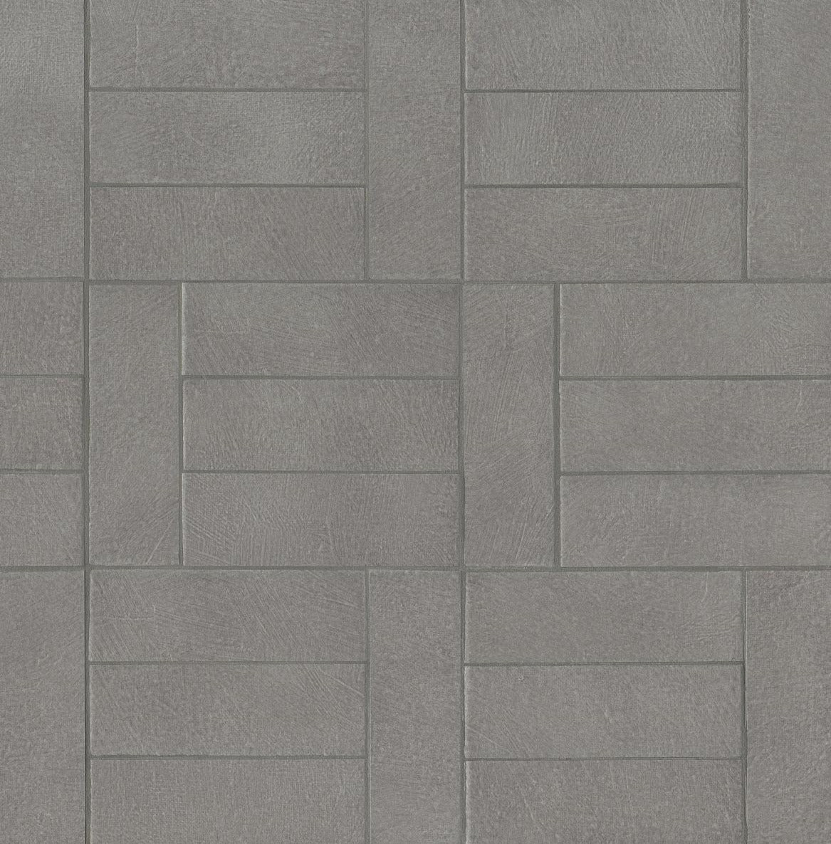 2.5" x 8" Wall tile in color Antracite in a repeated pattern with one tile vertical and three tiles horizontal
