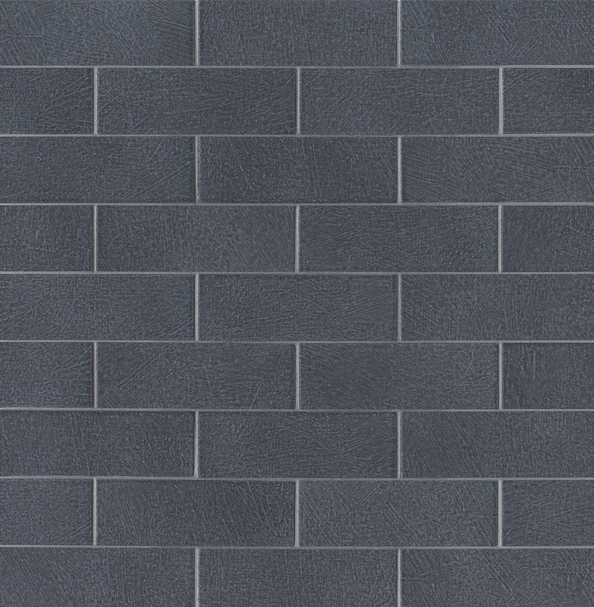 2.5" x 8" Wall tile in color Genziana in a repeated horizontal pattern.