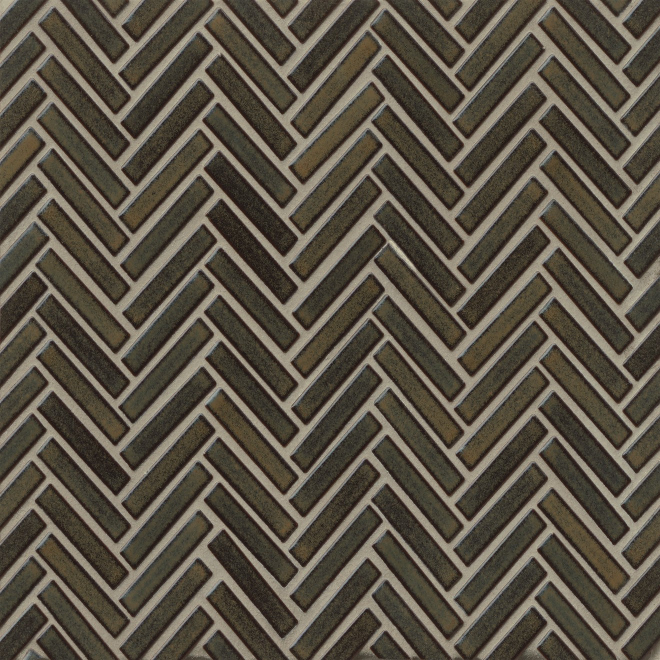 Herringbone tile in the color Shadow on a neutral background.