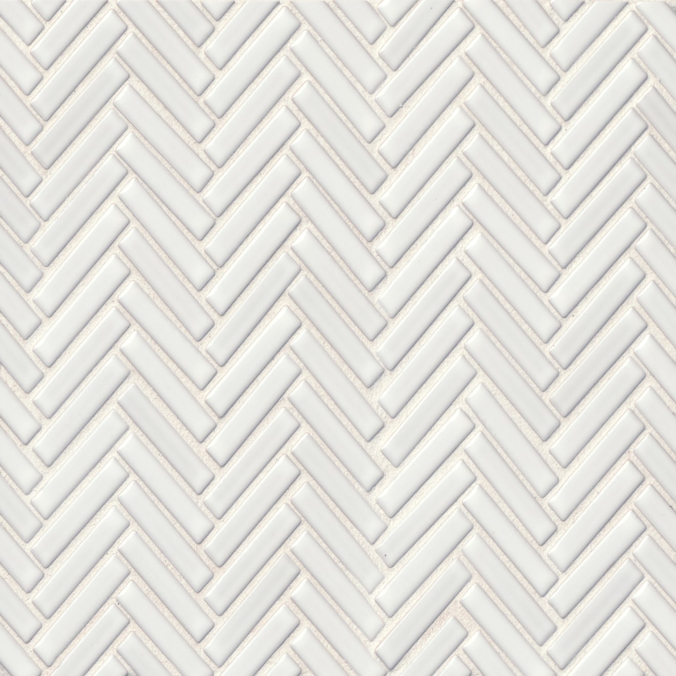 Herringbone tile in the color White on a neutral background.