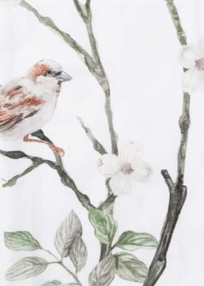 Bird & Botanical Patterned Tea Towel