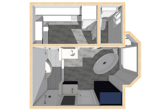 Color Perspective Model of Remodeled Bathroom Plan View