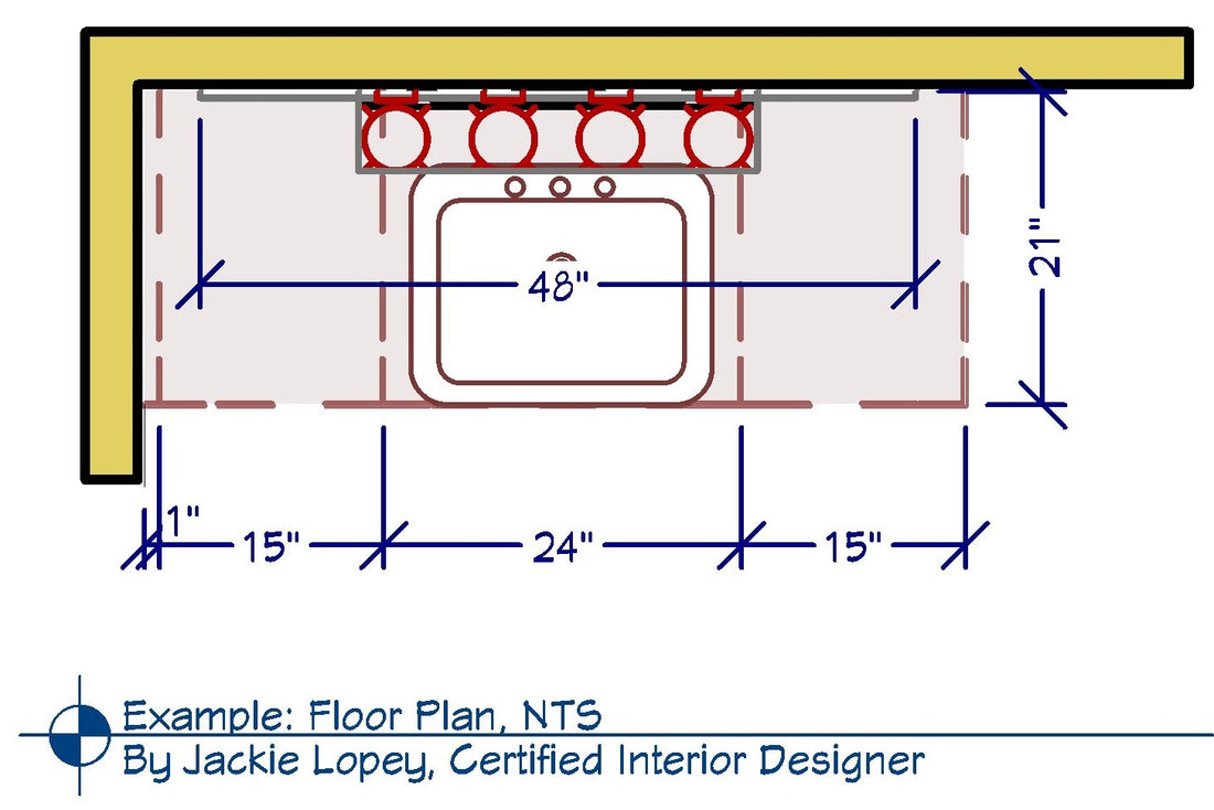 Example of Floor Plan Drawing of Bathroom Vanity