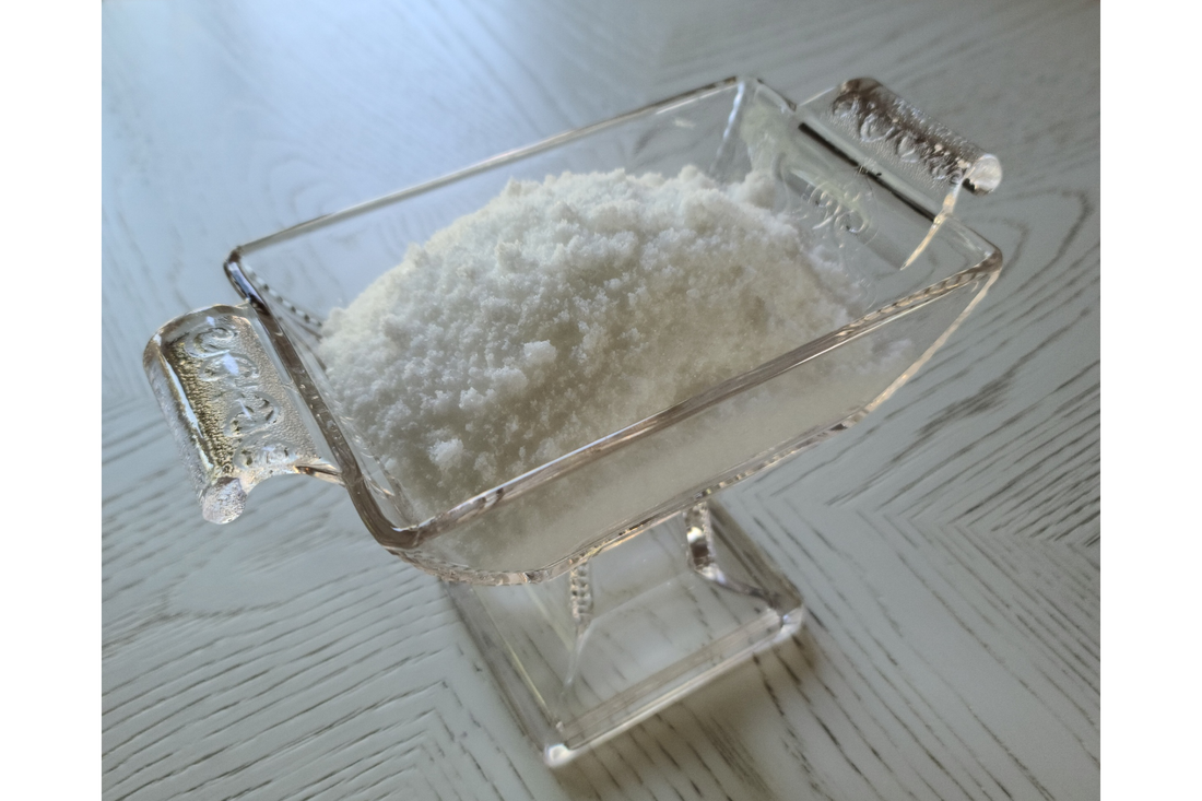 Homemade Bath Salts in Pressed Glass Compote