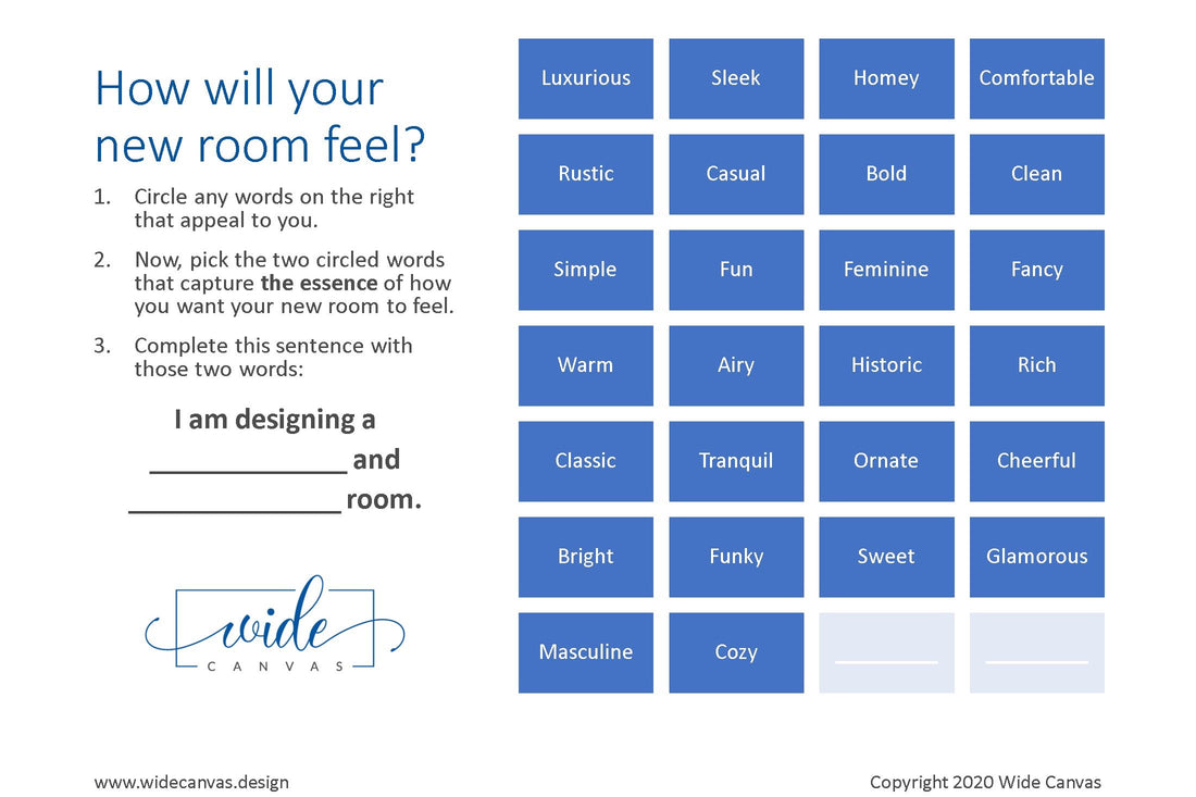 Infographic - How will your new room feel? Worksheet Interior Design