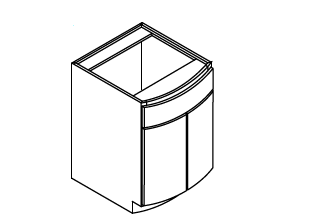 Illustration+of+Bow+Front+Vanity+Cabinet+with+Top+Drawer+and+Doors+Below