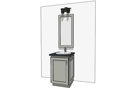 Perspective Drawing of Free Standing Vanity Single Full-Height Door