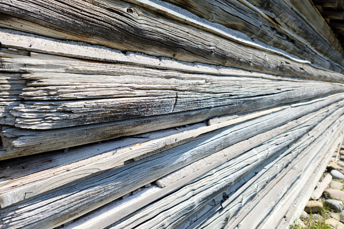 Texture of Weathered Log Cabin Mormon Row Historic District Grand Teton National Park