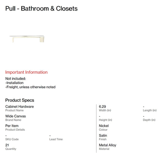 Pull - Bathroom & Closets (Bitteroot)
