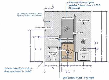 Pacific Ave. Custom Hall Bathroom