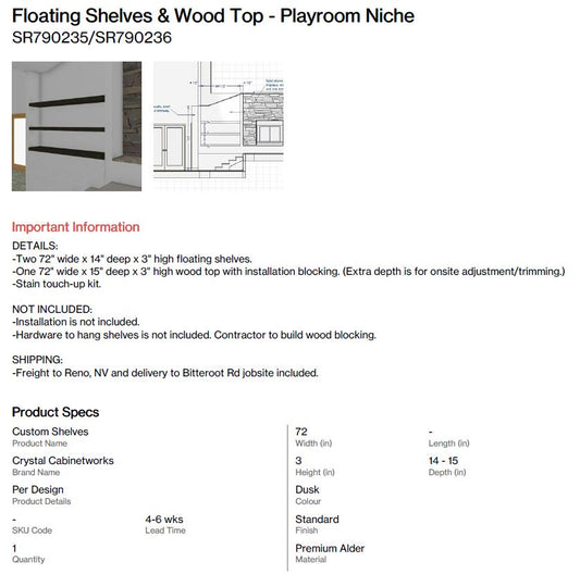 Floating Shelves & Wood Top for Playroom