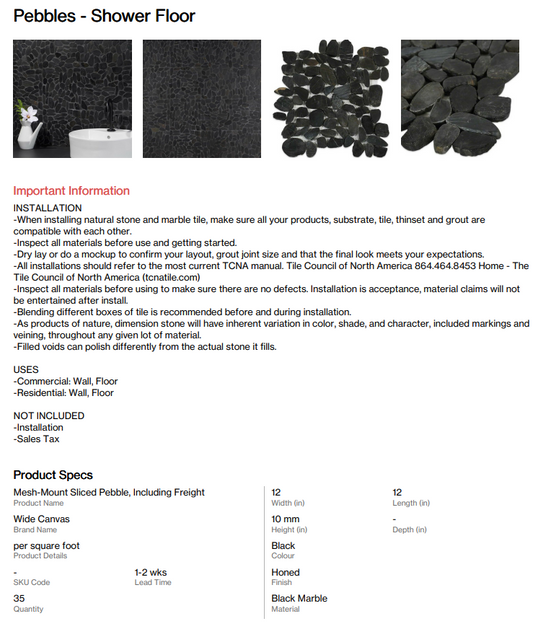 Pebbles - Shower Floor (Bitteroot)