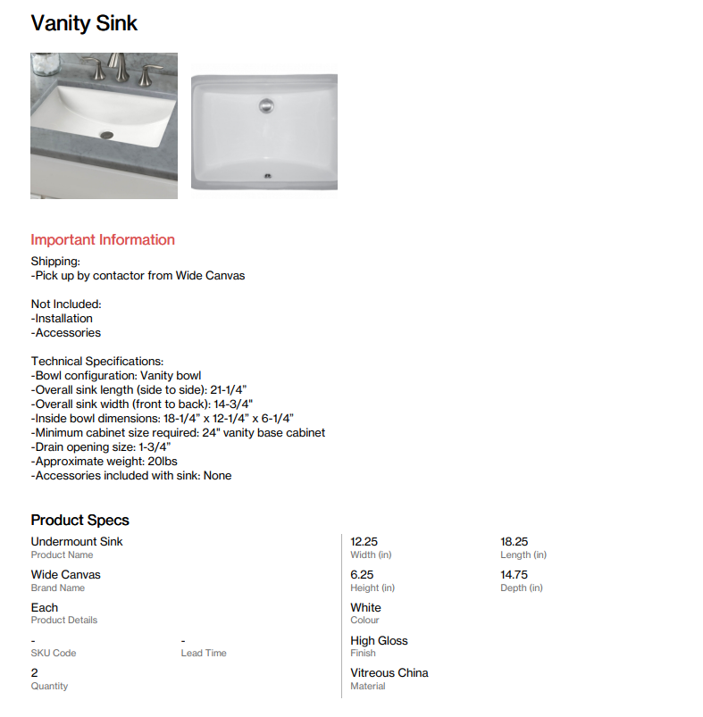 Vanity Sink (Bitteroot)