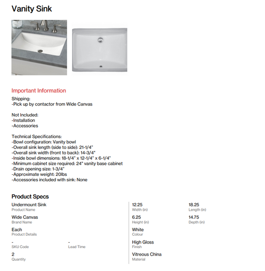 Vanity Sink (Bitteroot)