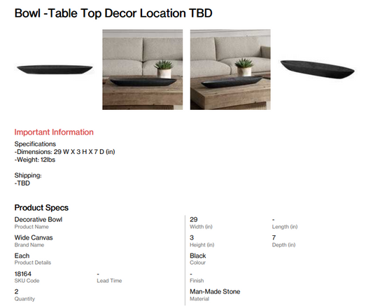 Bowl -Table Top Decor (Somersett)