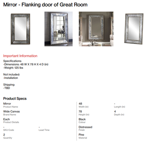 Mirror - Flanking door of Great Room (Somersett)