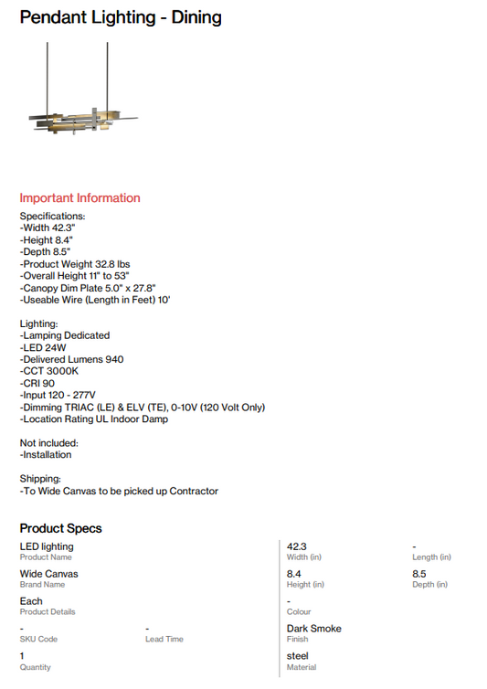 LED Lighting  - Dining (Bitteroot)