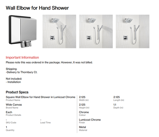 Wall Elbow to Hand Shower ( Thornbury CT )