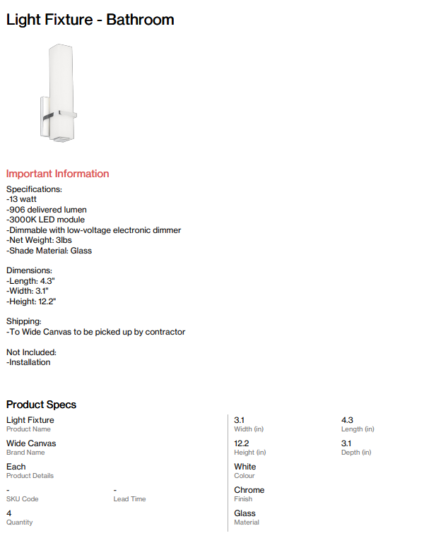 Bathroom light fixtures (Thornbury)