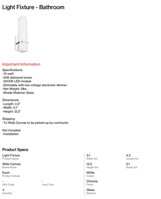 Bathroom light fixtures (Thornbury)