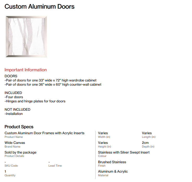 Custom Aluminum Doors with Swept Silver Inserts (Thornbury Ct)