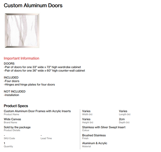 Custom Aluminum Doors with Swept Silver Inserts (Thornbury Ct)