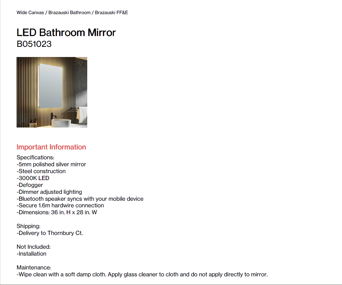 LED Mirrors - Bathroom (Thornbury Ct)