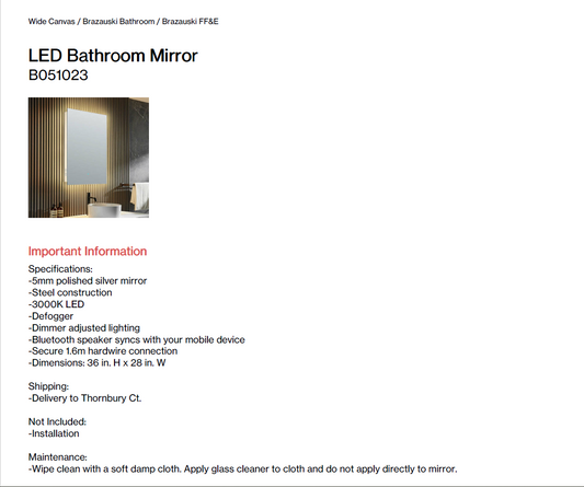 LED Mirrors - Bathroom (Thornbury Ct)