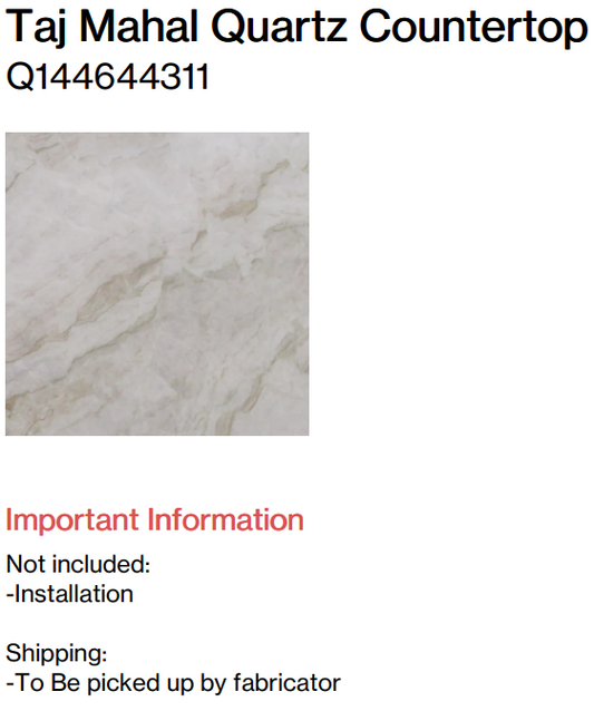 Quartz Countertop Taj Mahal (Suda Way)