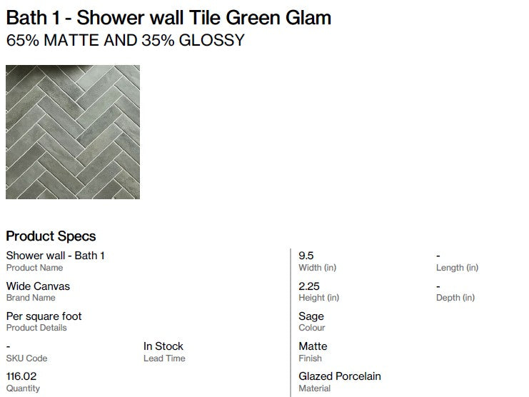 Green Glam Glossy Wall Tile - Bath 1 (Back Nine)