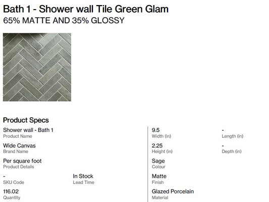 Green Glam Glossy Wall Tile - Bath 1 (Back Nine)