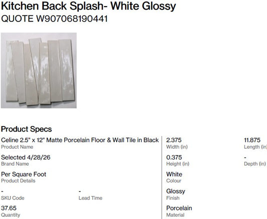 Kitchen Back Splash Glossy (Back Nine)
