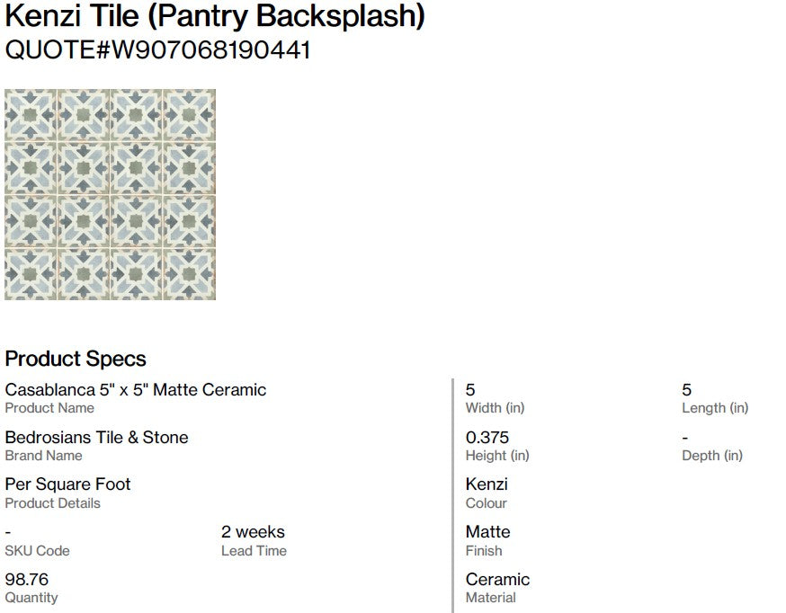 Kenzi Tile Pantry Backsplash (Back Nine)